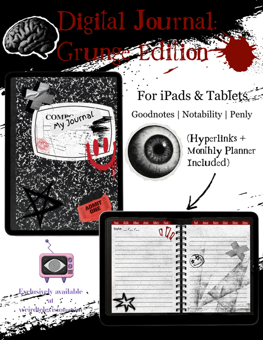 Digital Journal - Grunge Theme (w/ Hyperlinks + Monthly Planner)